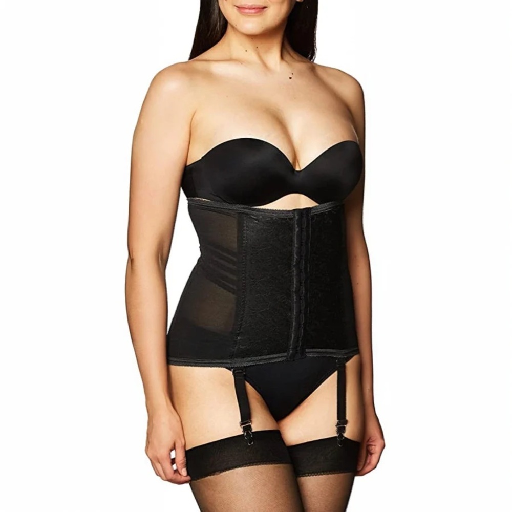 Rago Black Lace Panel Waist Trainer Corset - style 21